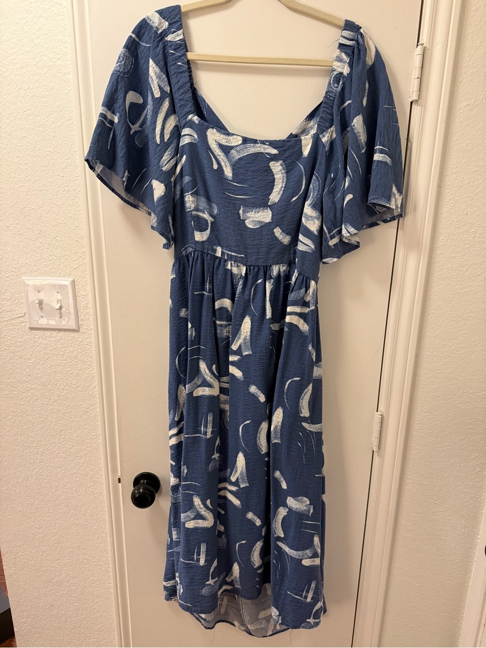 Blue Printed Midi Dress